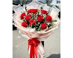 Hoa Bó Tặng Sinh Nhật hồng đỏ pháp 10 bông đẹp 055